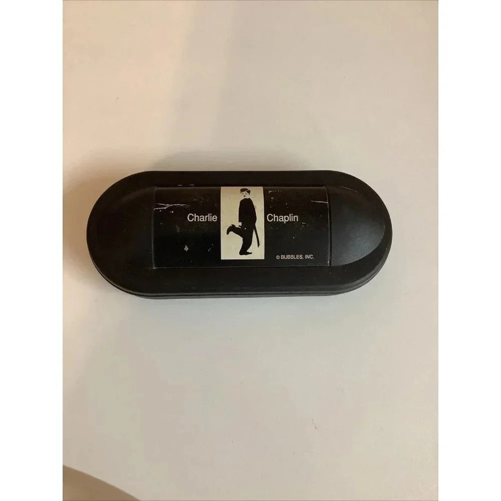 Charlie Chaplin Bubbles Black Plastic Glasses Case. Preloved